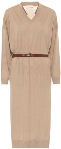 Belted wool and cashmere dress