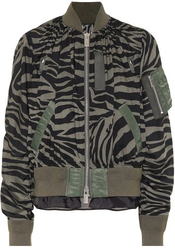 Zebra-print bomber jacket