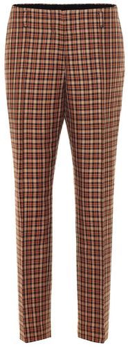 Checked wool-blend pants