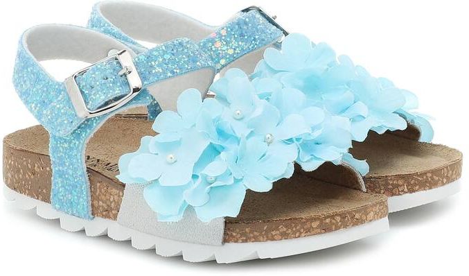 Sequined floral sandals