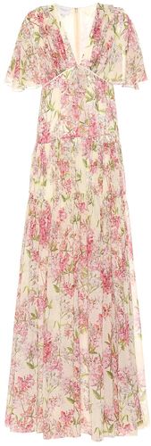 Tiered floral silk maxi dress