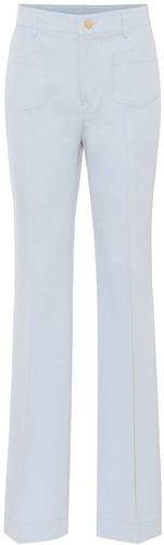high-rise flared cotton-blend pants