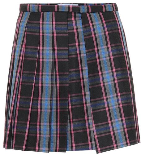 Checked wool-blend miniskirt