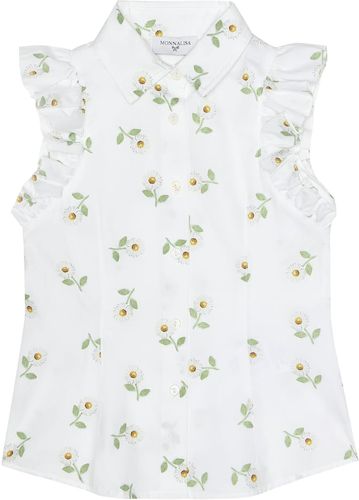 Printed sleeveless cotton shirt