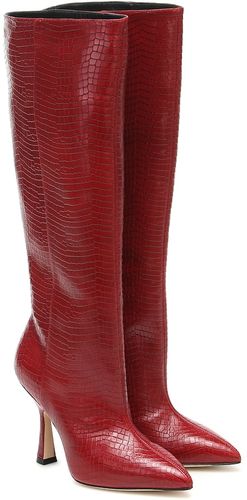 Parton croc-effect leather knee-high boots