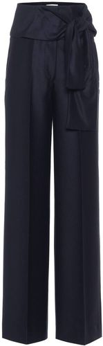 High-rise wide-leg wool pants