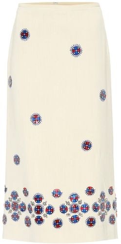 Embellished wool-blend skirt