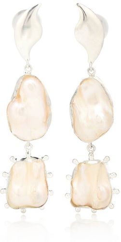 Eos 14kt white gold plated pearl earrings