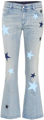 Star-printed flared jeans