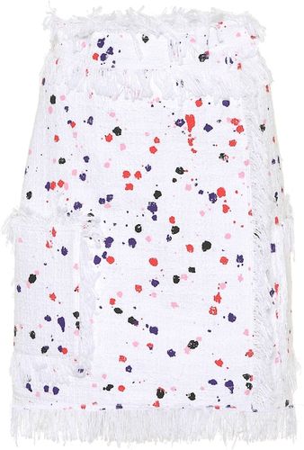 Fringed paint-splatter skirt