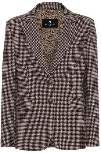 Houndstooth cotton and wool blazer