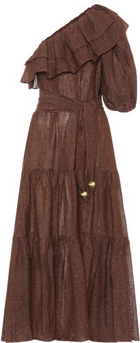 Arden metallic linen-blend dress
