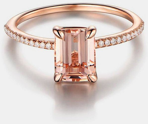Elegante anello da dito in oro rosa 18 carati con zirconi semplici anelli geometrici mani gioielli per le donne