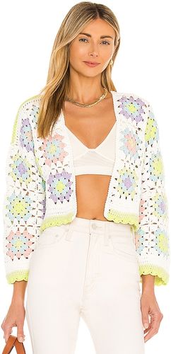 Anderson Crop Boxy Crochet Cardigan in White. Size S.