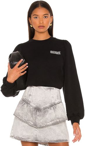 Puff Shoulder Sweatshirt in Black. Size L, M.