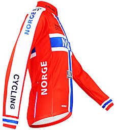 Malciklo Men's Long Sleeve Cycling Jersey Winter Fleece Polyester Red Finland Norway Champion Bike Jersey Top Mountain Bike MTB Road Bike Cycling Thermal Warm