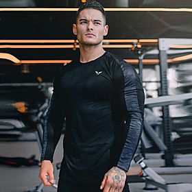 Long Sleeve Compression Shirt Running Shirt Tee Tshirt Top Athleisure Winter Breathable Soft Sweat Out Fitness Gym Workout Performance Running Training S
