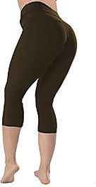high waisted leggings -10colors -soft slim pants for women w hidden inner pocket, regamp;plus size (coffee capri, plus size)