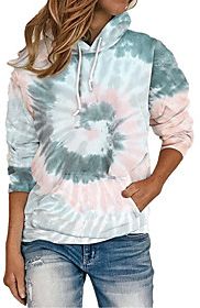 Plus Size Hoodie Pullover Tie Dye Front Pocket Daily Weekend Basic Cute Hoodies Sweatshirts Loose Blue Purple Wine