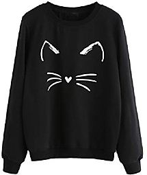 Plus Size Cat Print Daily Active Hoodies Sweatshirts Cotton Pink-Black White / Black Gray-black