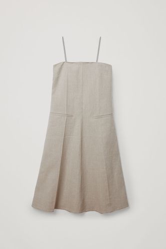 LINEN STRAPLESS TAILORED DRESS