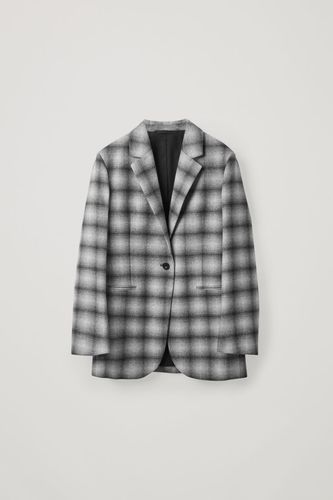 RECYCLED WOOL STRAIGHT-FIT CHECKED BLAZER
