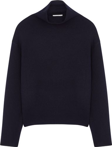 Navy high-neck wool-blend jumper