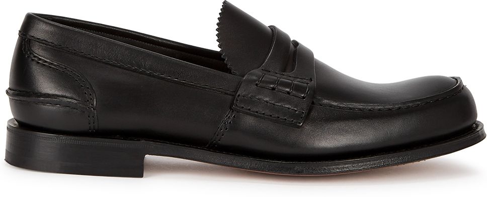 Pembrey black leather penny loafers