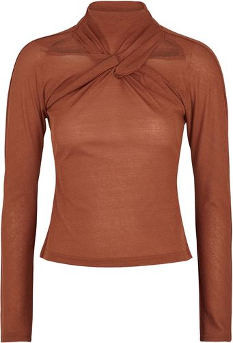 Maia terracotta twist-front stretch-jersey top