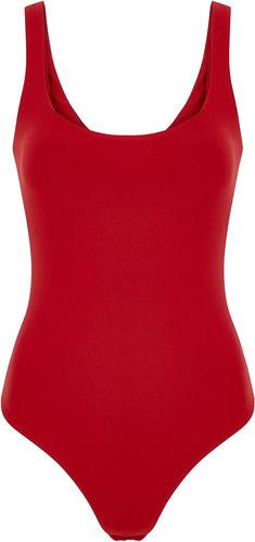 Mott red scoop-neck stretch-jersey bodysuit