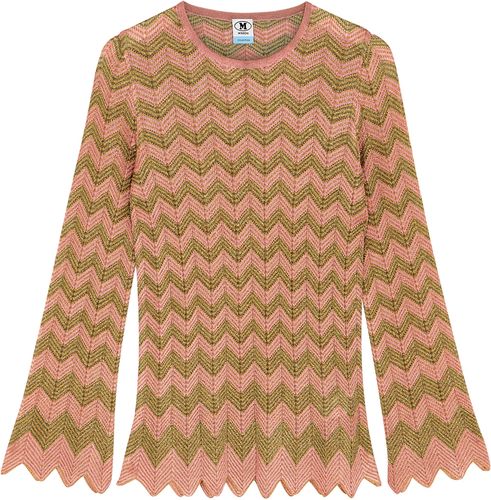 Zigzag metallic-knit top