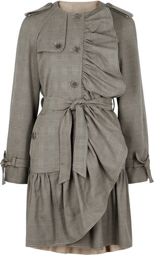 Checked ruffle-trimmed coat