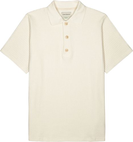 Tabley cream waffle-knit polo shirt