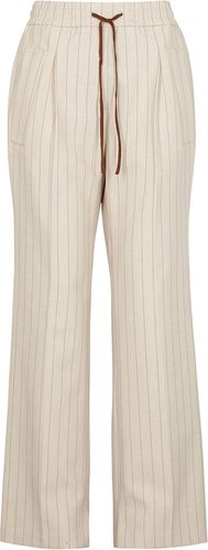 Striped wide-leg jersey trousers