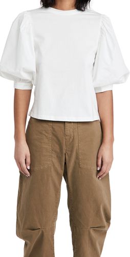 T-Shirt With Poplin Puffed Sleeves