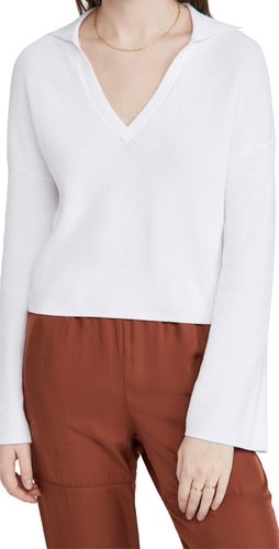 525 Cotton Cropped Collared V Neck Top