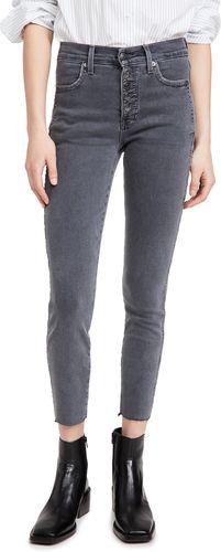 Debbie High Rise Jeans with Piping and Raw Hem