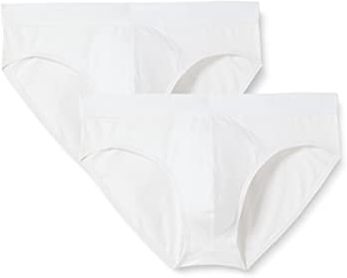 Premium Cotton Hip Brief 2-Pack Boxer a Pantaloncino, Bianco, M Uomo