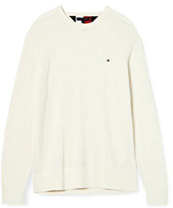 Weave Structured Sweater Maglione, Ivory, S Uomo