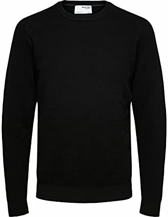 SLHCORNELIUS Structure Crew Neck B Noos Maglione, Nero, XL Uomo