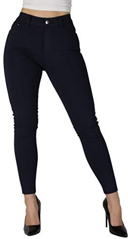 Skinny Fit - Pantaloni da donna elasticizzati, a vita alta, taglie forti Blu scuro 48