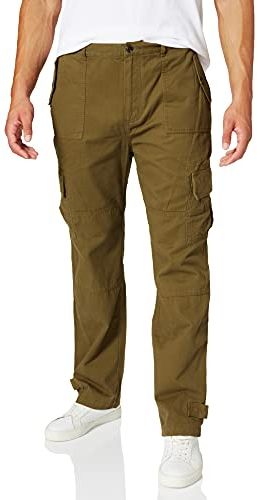 Marchio Amazon - find. Pantaloni Cargo in Cotone Uomo, Verde (Khaki), 40, Label: 40