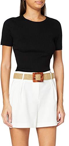 Ivory Wicker Belt Shorts Pantaloncini, Avorio, 10 Donna