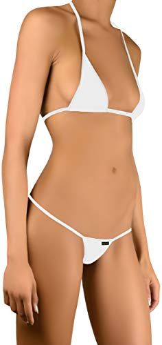 221 Donna Mini Perizoma String Bikini XS S M 38 40 42 44 Bianco