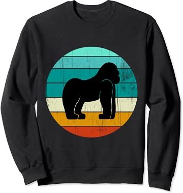 Vintage Gorilla Sunset Retro Sun Colorato Colori Silhouette Felpa