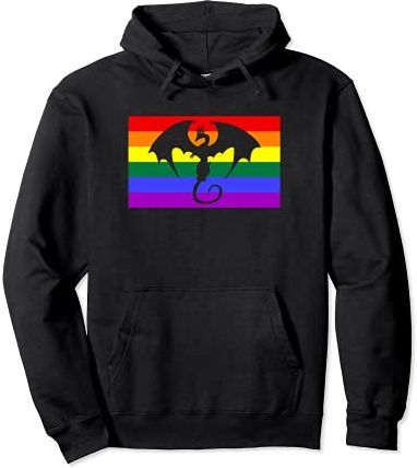 Trendy Medieval Dragon LGBTQ Gay Pride Flag Stuff Queer Teen Felpa con Cappuccio