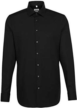 Herren Business Hemd Slim Fit Camicia Formale, Nero (Schwarz 39), 46 (Taglia Produttore: 40) Uomo