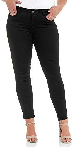 Jeans da donna Slim Fit taglia grande Chunkyrayan nero, EU 42 (tg IT 48)