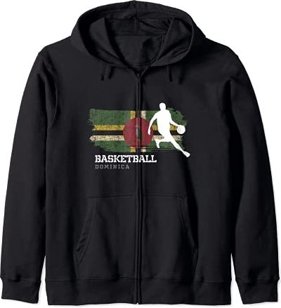 Dominica Basketball Team B-Ball Uomo Pallacanestro Felpa con Cappuccio