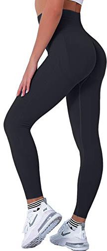 Leggings Sportivi da Donna Push up Pantaloni Anticellulite Vita Alta Yoga Pants Elastico Fitness Palestra Calzamaglie e Leggings Sportivi Nero L